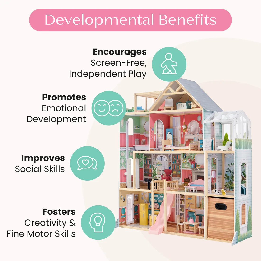 Country Mansion dollhouse — developmental benefits